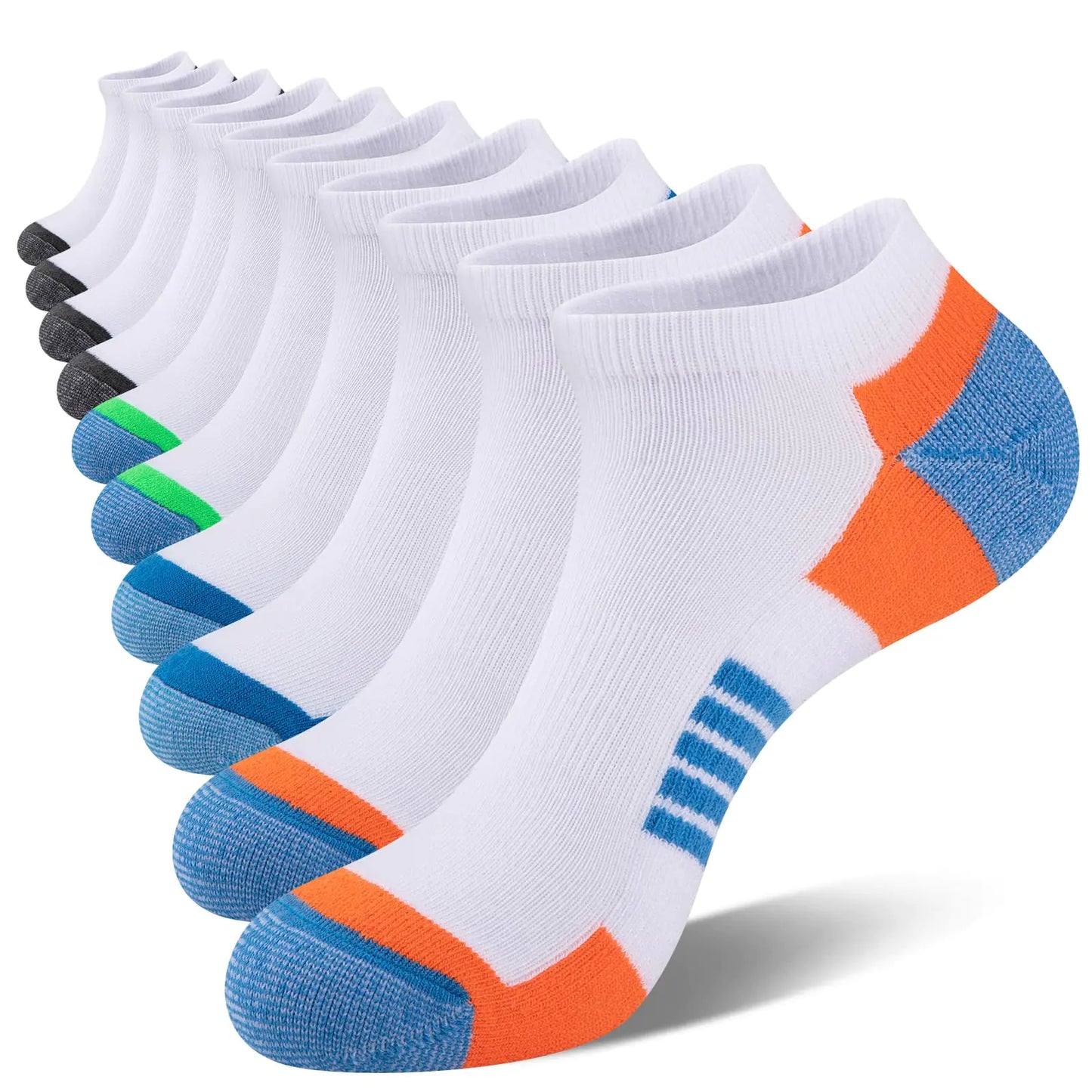 COOVAN 10 Pairs Mens Ankle Socks Men 10 Pack Low Cut Comfort Cushion Casual Socks Small-Medium Multicolor1