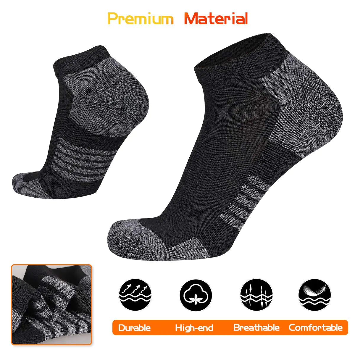 COOVAN 10 Pairs Mens Ankle Socks Men 10 Pack Low Cut Comfort Cushion Casual Socks Small-Medium Multicolor1