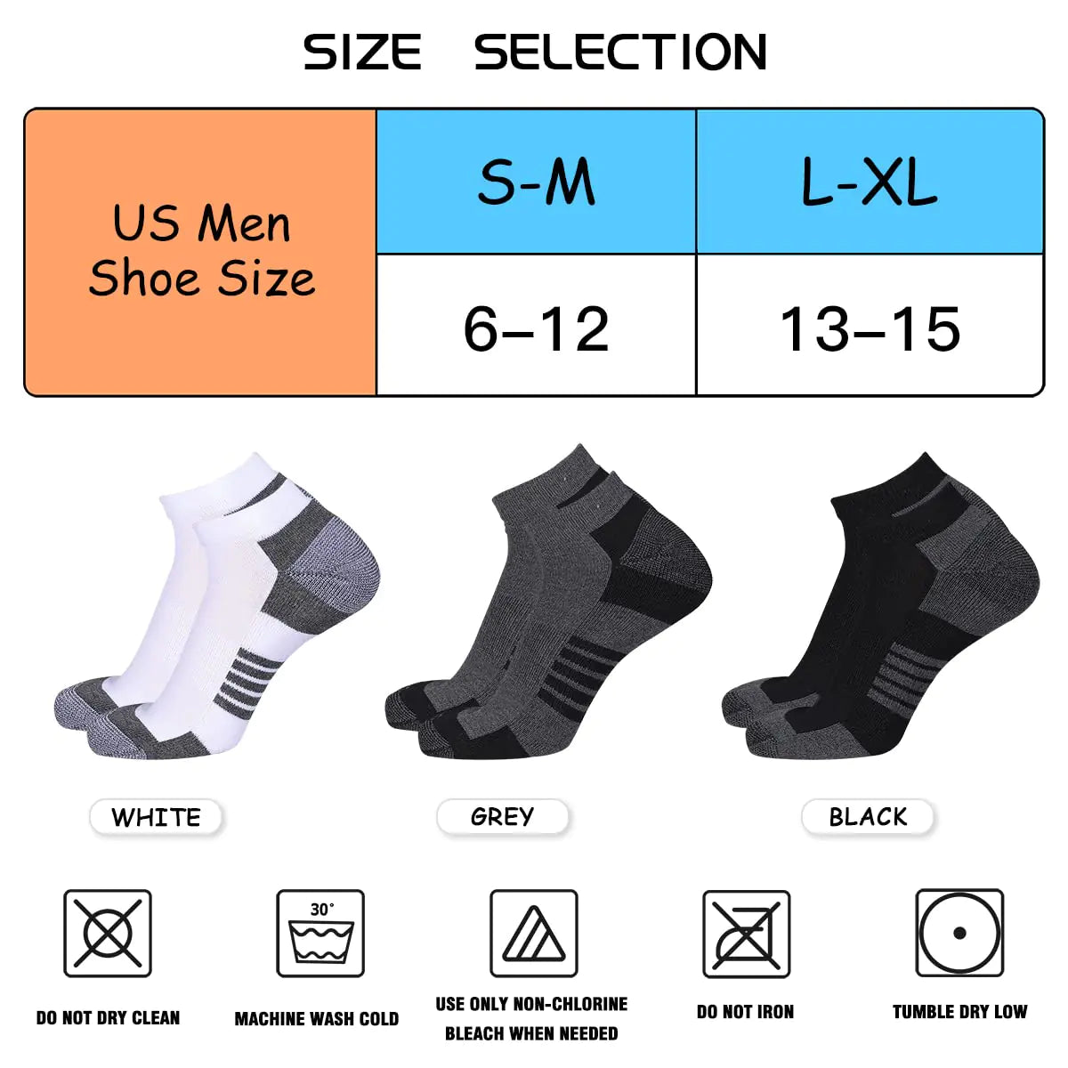 COOVAN 10 Pairs Mens Ankle Socks Men 10 Pack Low Cut Comfort Cushion Casual Socks Small-Medium Multicolor1