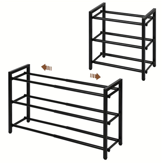 Expandable 3-Tier Metal Shoe Rack